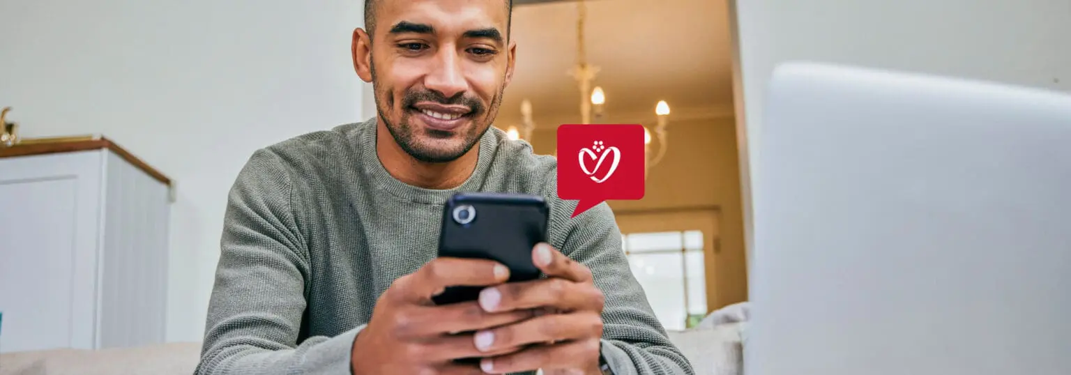 man using mobile app