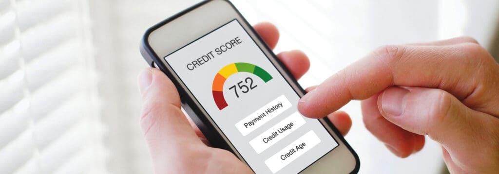 looking at credit score on phone