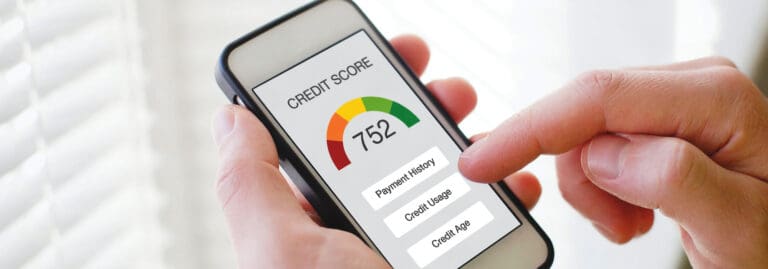 looking at credit score on phone