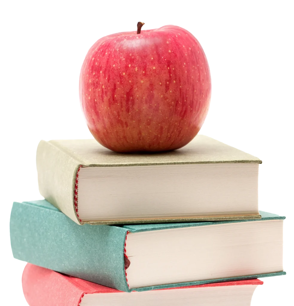 apple on top of books