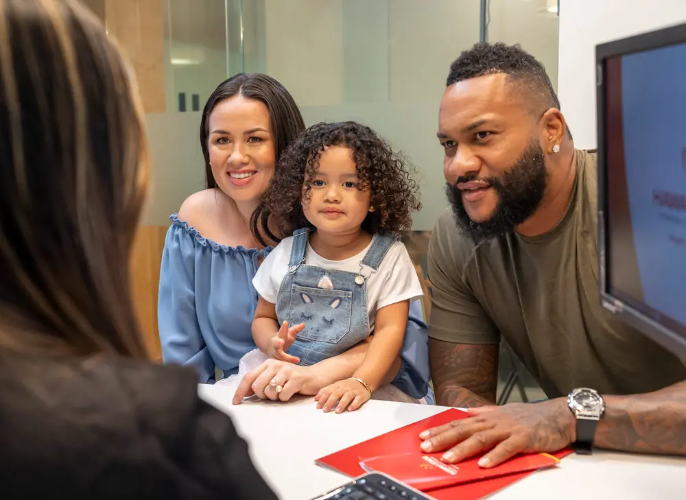 young family meeting in branch